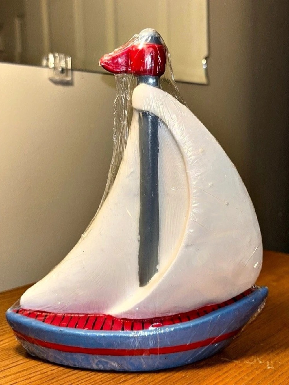 Sailboat candle Decor in Blue & White NWT